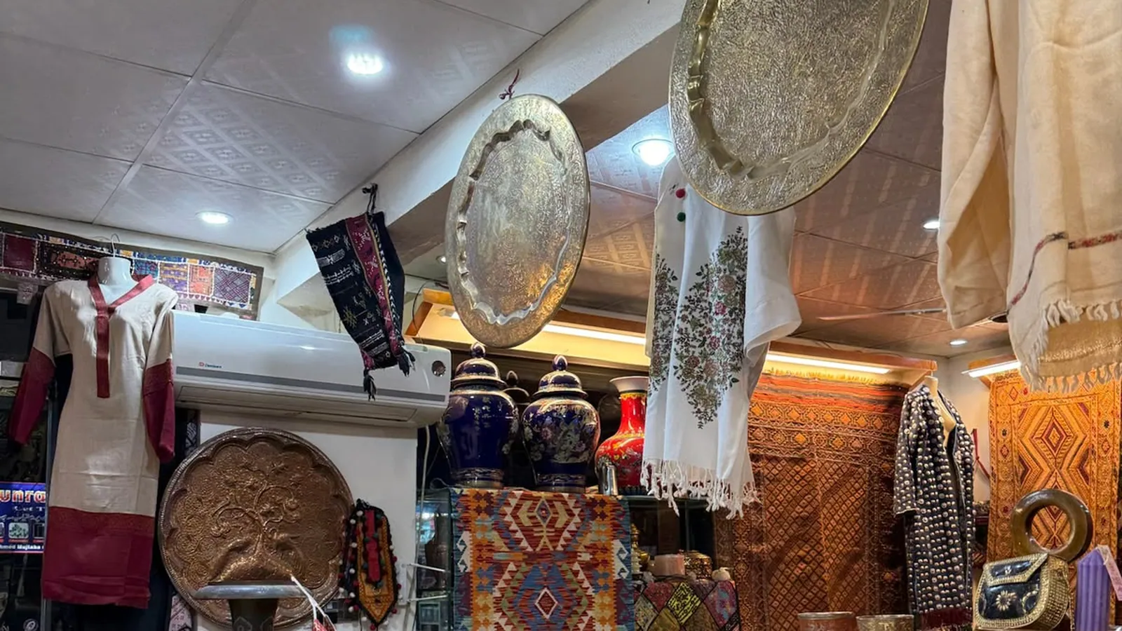 Local crafts for sale at a village market